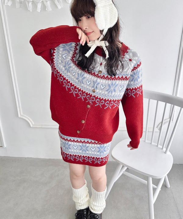 リボンノルディックニットセットアップ【2点SET】 | LO2254029 | レッド