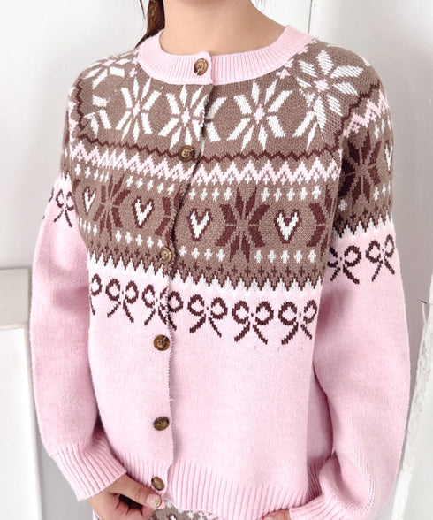 リボンノルディックニットセットアップ【2点SET】 | LO2254029 | ピンク