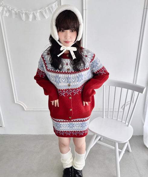 リボンノルディックニットセットアップ【2点SET】 | LO2254029 | レッド