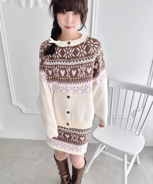 リボンノルディックニットセットアップ【2点SET】 | LO2254029 | アイボリー