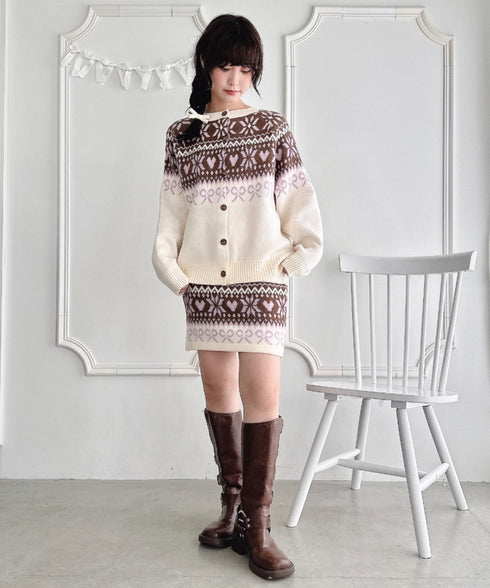 リボンノルディックニットセットアップ【2点SET】 | LO2254029 | アイボリー