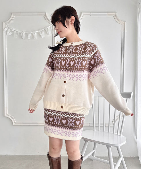 リボンノルディックニットセットアップ【2点SET】 | LO2254029 | アイボリー