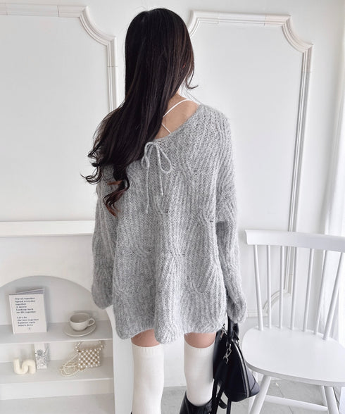 フロントリボンルーズニット | LO2254030 | グレー