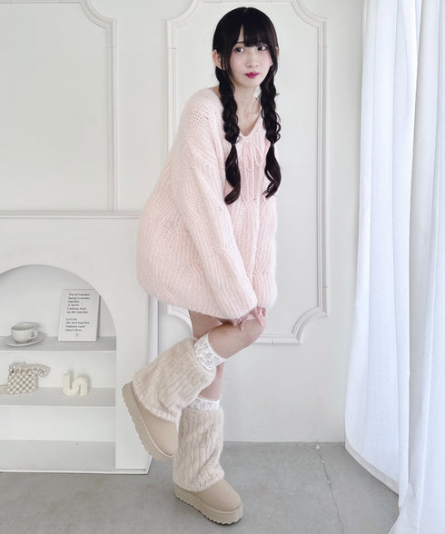 フロントリボンルーズニット | LO2254030 | ピンク