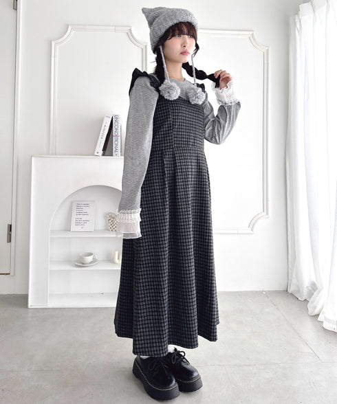 フリルショルダーチェックワンピース | LO2254031 | グレー