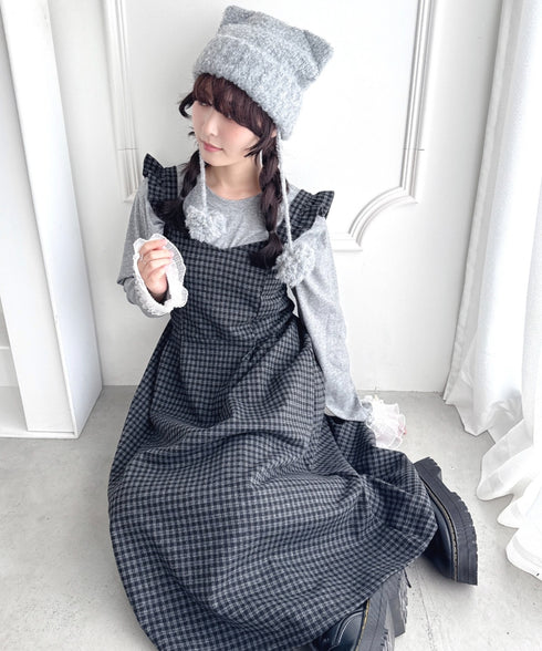 フリルショルダーチェックワンピース | LO2254031 | グレー