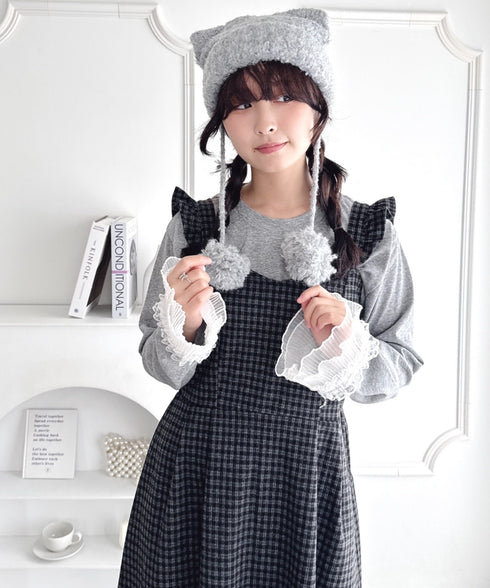 フリルショルダーチェックワンピース | LO2254031 | グレー