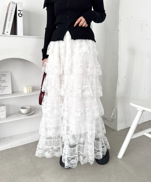 レースティアードチュールスカート | LO2256074 | ホワイト