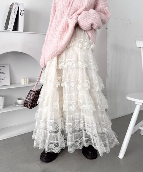 レースティアードチュールスカート | LO2256074 | アイボリー