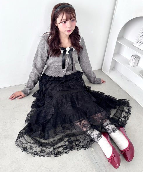 レースティアードチュールスカート | LO2256074 | ブラック