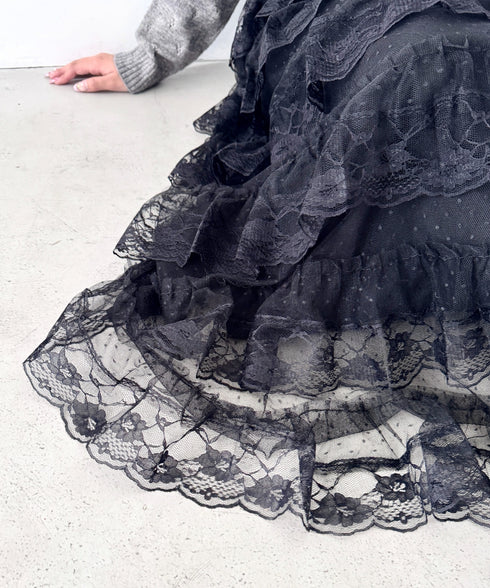 レースティアードチュールスカート | LO2256074 | ブラック