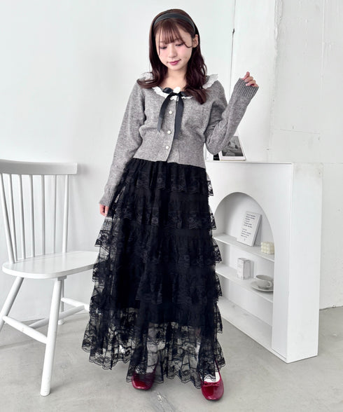 レースティアードチュールスカート | LO2256074 | ブラック