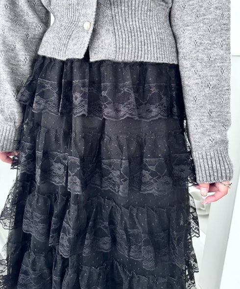 レースティアードチュールスカート | LO2256074 | ブラック