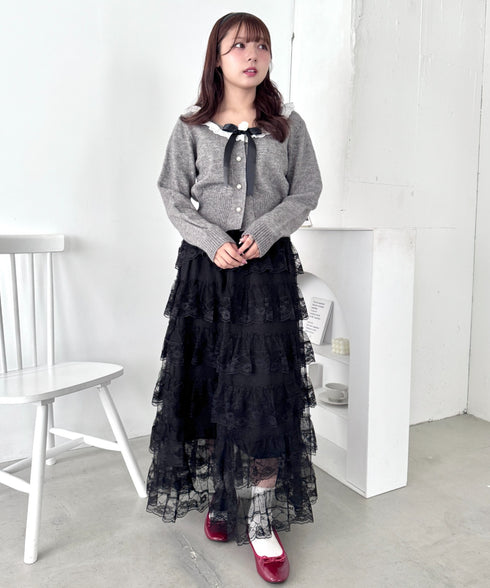 レースティアードチュールスカート | LO2256074 | ブラック
