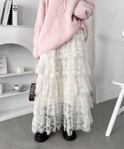 レースティアードチュールスカート | LO2256074 | アイボリー