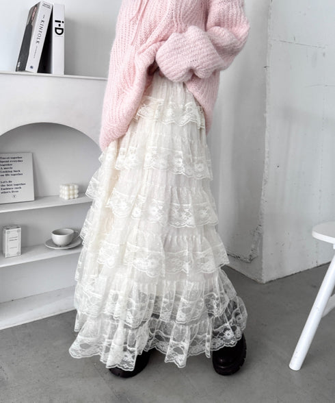 レースティアードチュールスカート | LO2256074 | アイボリー