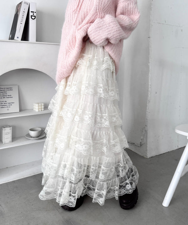 レースティアードチュールスカート | LO2256074 | アイボリー