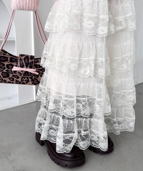 レースティアードチュールスカート | LO2256074 | アイボリー