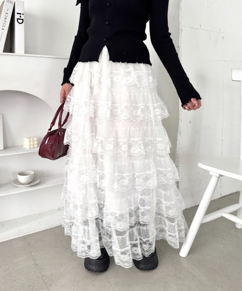 レースティアードチュールスカート | LO2256074 | ホワイト