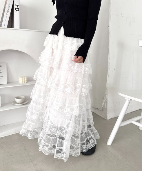 レースティアードチュールスカート | LO2256074 | ホワイト