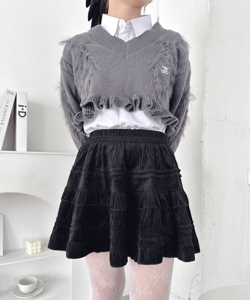 コーデュロイフリルミニスカパン | LO2254032 | ブラック