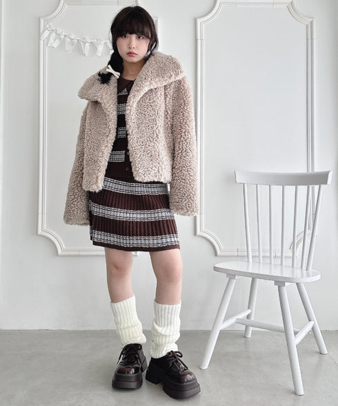 マルチボーダーケーブルニットセットアップ | LO2256075 | ブラウン