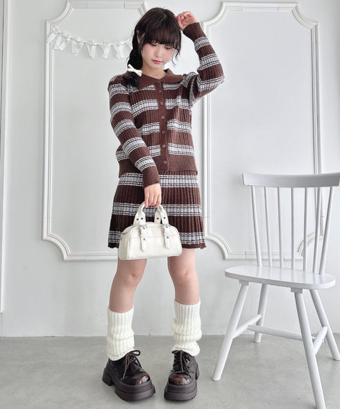 マルチボーダーケーブルニットセットアップ | LO2256075 | ブラウン