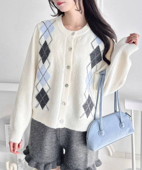 アーガイルニットカーディガン | LO2256077 | オフホワイト