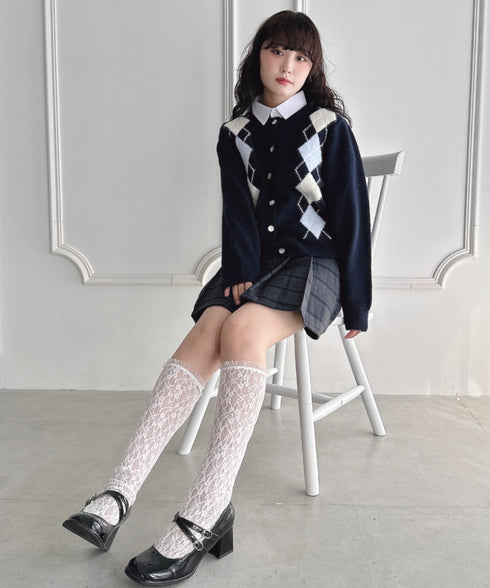 アーガイルニットカーディガン | LO2256077 | ネイビー