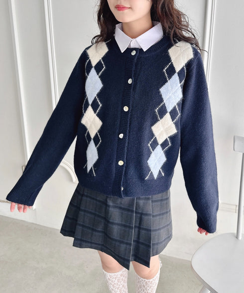 アーガイルニットカーディガン | LO2256077 | ネイビー