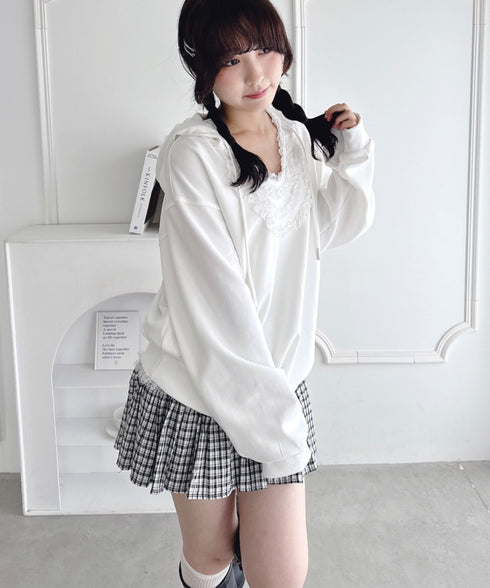 フリルレースパーカー | LO2256078 | ホワイト