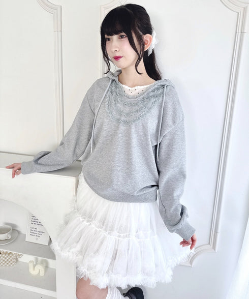 フリルレースパーカー | LO2256078 | グレー