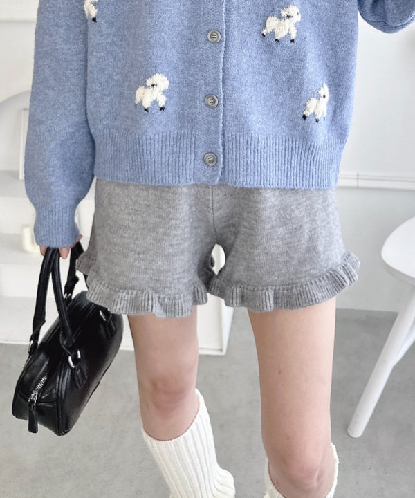 裾フリルニットショートパンツ | LO2254037 | グレー