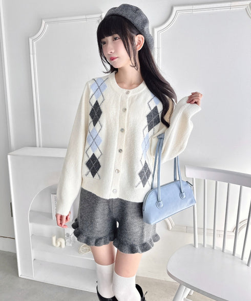 裾フリルニットショートパンツ | LO2254037 | チャコールグレー