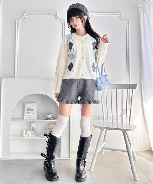 裾フリルニットショートパンツ | LO2254037 | チャコールグレー