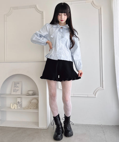 裾フリルニットショートパンツ | LO2254037 | ブラック