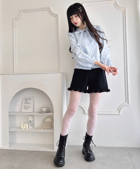 裾フリルニットショートパンツ | LO2254037 | ブラック