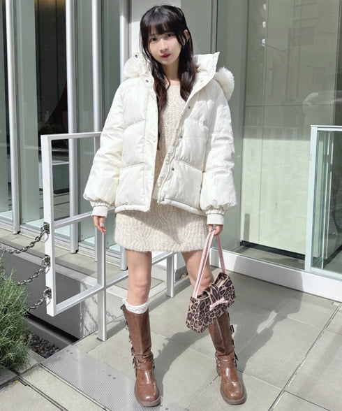 ボリュームフェイクファーフードパデッドジャケット | LO2254038 | アイボリー