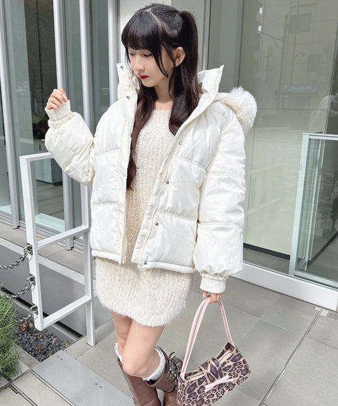 ボリュームフェイクファーフードパデッドジャケット | LO2254038 | アイボリー