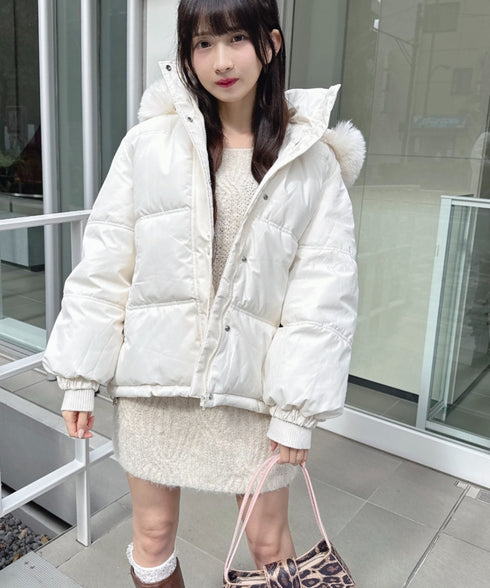 ボリュームフェイクファーフードパデッドジャケット | LO2254038 | アイボリー