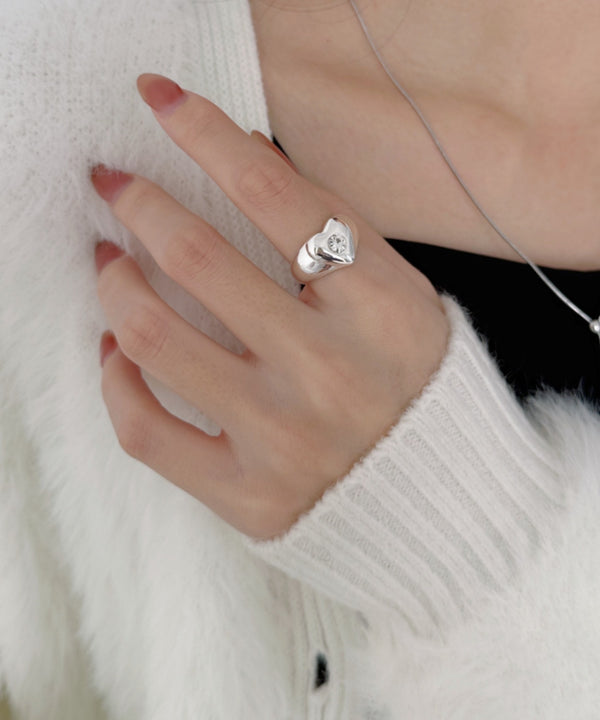 ストーン入りハートリング | SW4256008 | シルバー