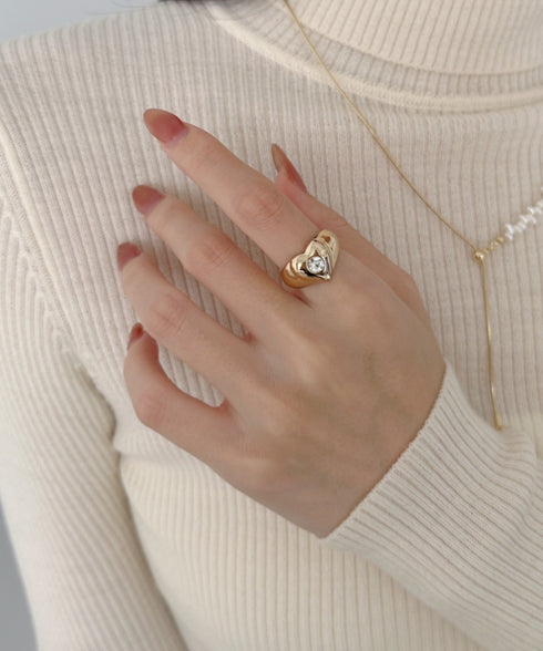 ストーン入りハートリング | SW4256008 | ゴールド