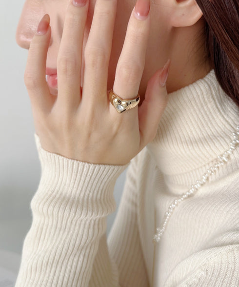 ストーン入りハートリング | SW4256008 | ゴールド