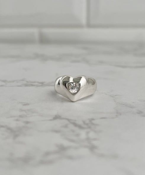 ストーン入りハートリング | SW4256008 | シルバー