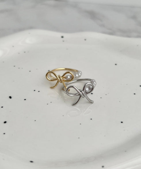リボンモチーフパールリング | SW4256009 | ゴールド