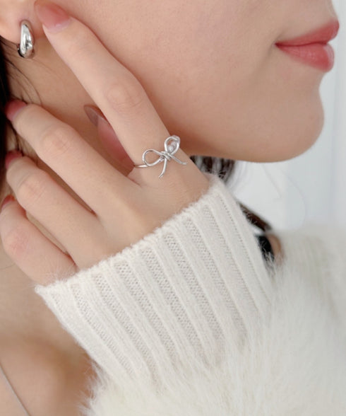 リボンモチーフパールリング | SW4256009 | シルバー