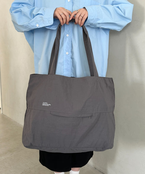 【A4収納可能】ナイロン軽量大容量トートバッグ マザーズバッグ トラベルバッグ ユニセックス | MD1256055 | グレー