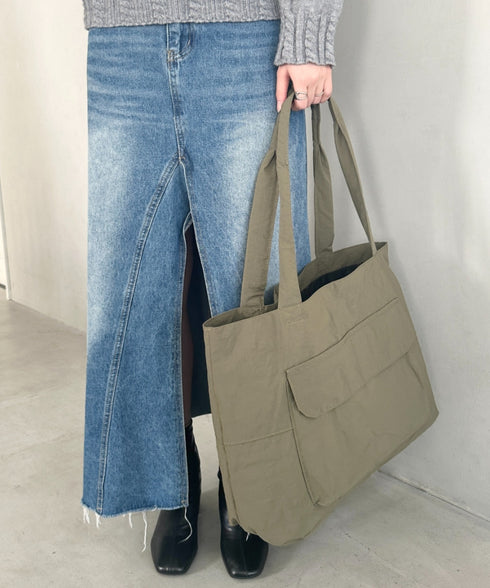 【A4収納可能】ナイロン軽量大容量トートバッグ マザーズバッグ トラベルバッグ ユニセックス | MD1256055 | カーキ
