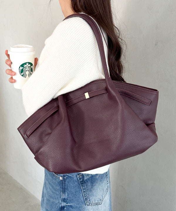 【500mlペットボトル収納可能】PUタックトートバッグ | MD1256059 | ワインレッド