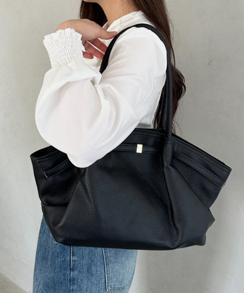 【500mlペットボトル収納可能】PUタックトートバッグ | MD1256059 | ブラック